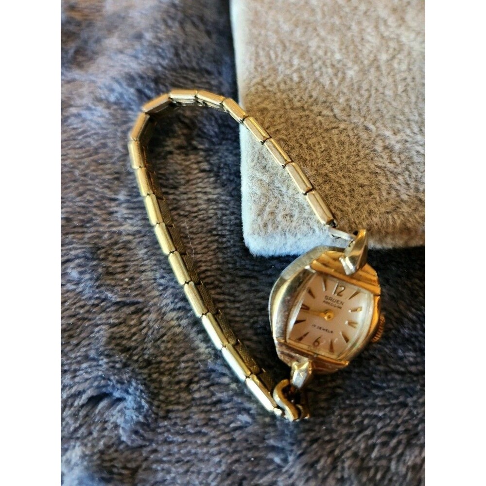 Gruen Ladies Wrist Watch Wind Up 17 Jewel 10k Gold Filled Vintage - Picture 2 of 7